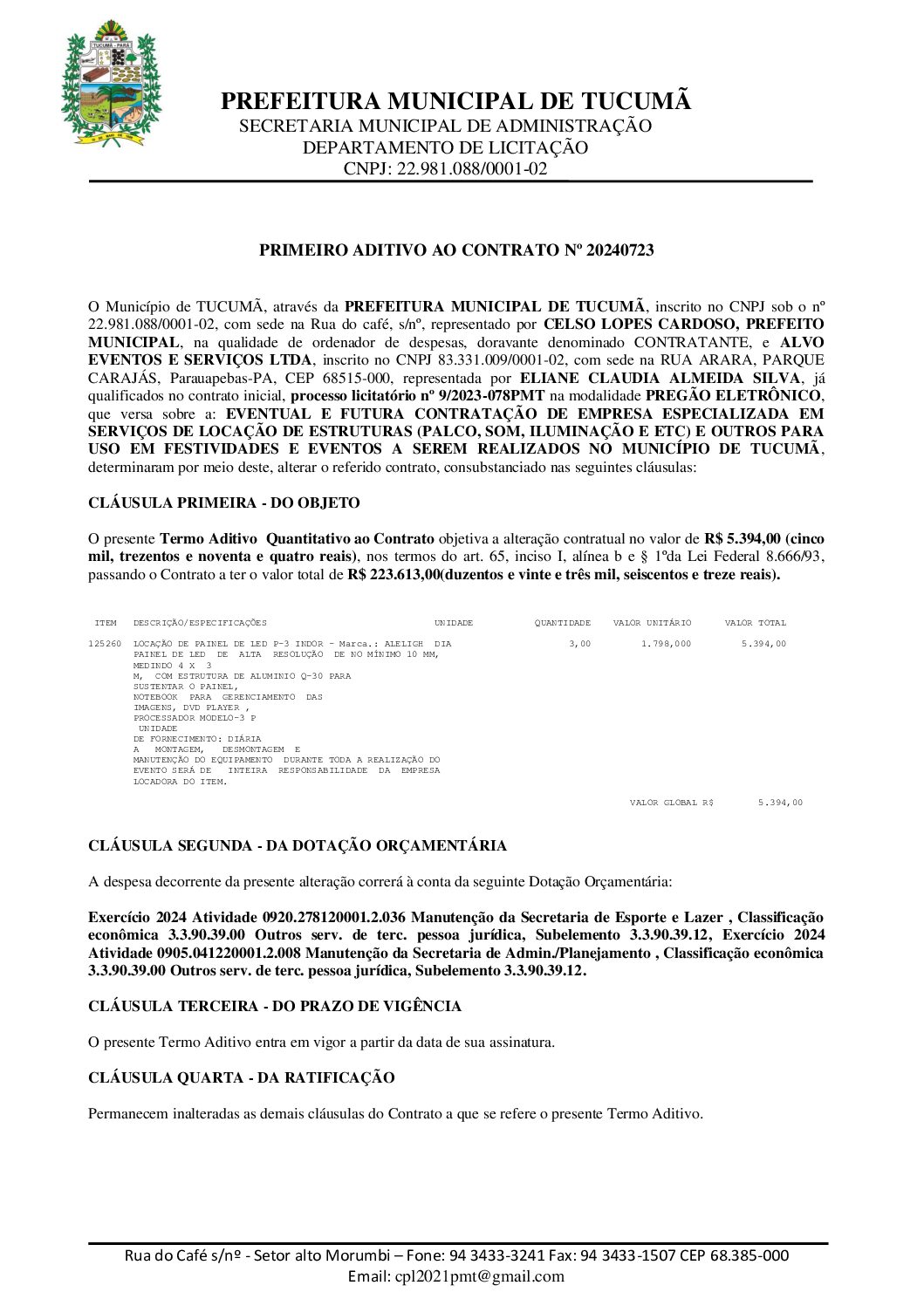 Aditivo De Quantitativo Assinado Prefeitura Municipal De