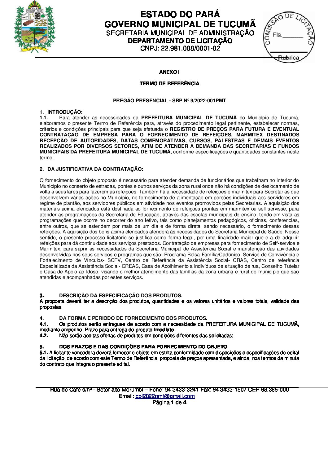 Termo De RefÊrencia Justificativa Ass Prefeitura Municipal De